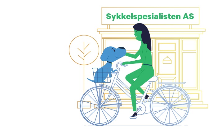 Illustrasjon med kvinne på sykkel